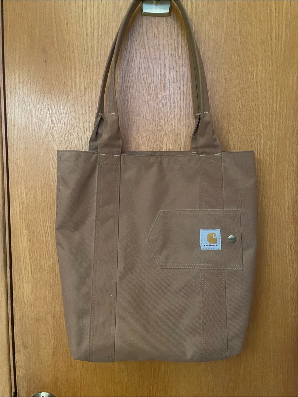 Carhartt Brown Canvas Tote with Front Patch Pocket